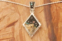 Calvin Begay Starry Night in the Pueblo Sterling Silver Pendant